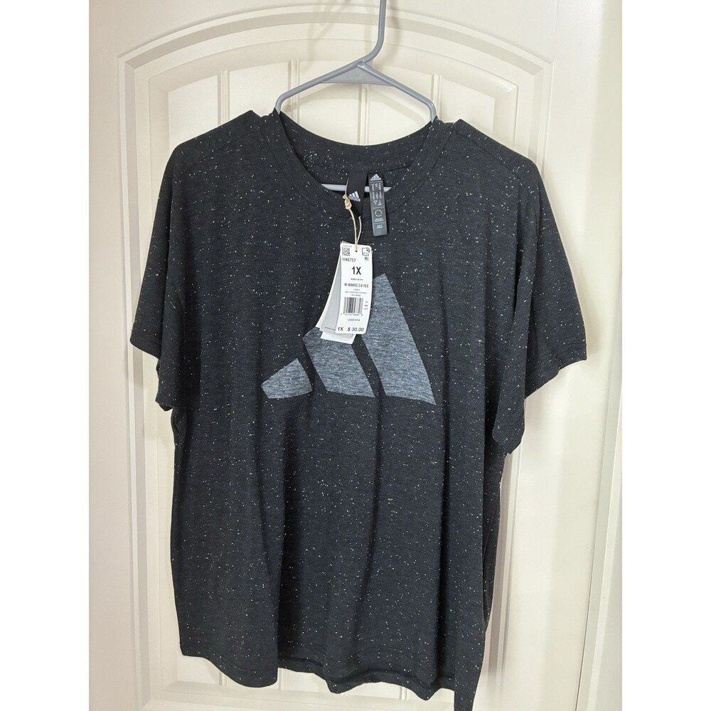 Adidas Sportswear Winners 3.0 T-Shirt Black Melange Women’s Size: 1X NEW